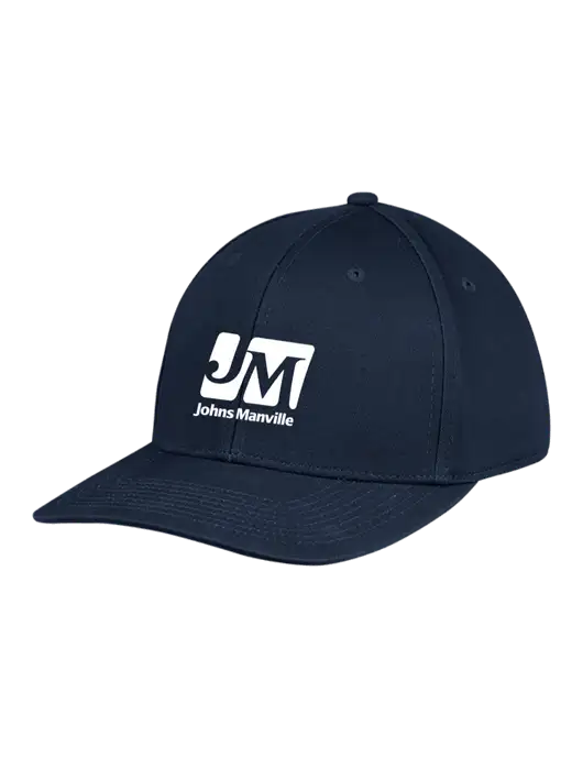 Premium Modern Structured Twill Navy Snapback Cap w/Johns Manville Logo