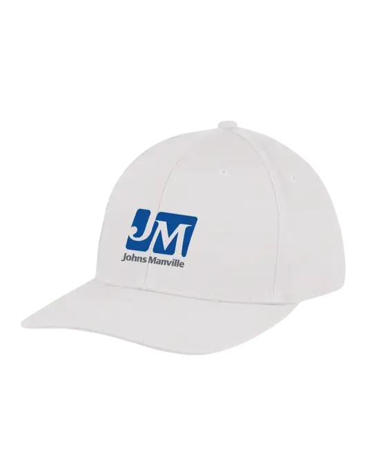 Premium Modern Structured Twill White Snapback Cap w/Johns Manville Logo