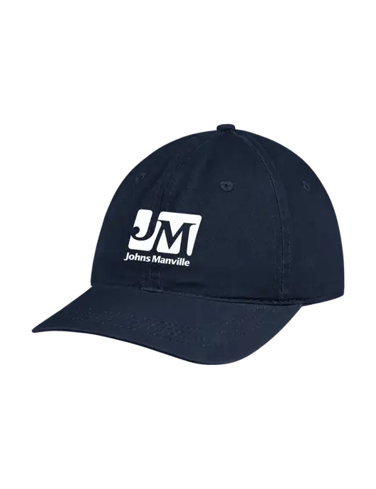 Garment Washed Unstructured Twill Navy Cap w/Johns Manville Logo