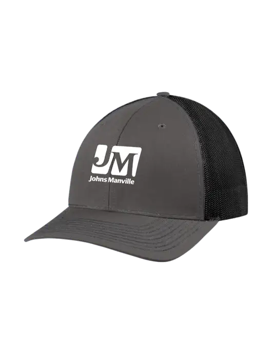 Richardson Adjustable Snapback Original 112 Trucker Cap Dark Grey w/Black Mesh w/Johns Manville Logo