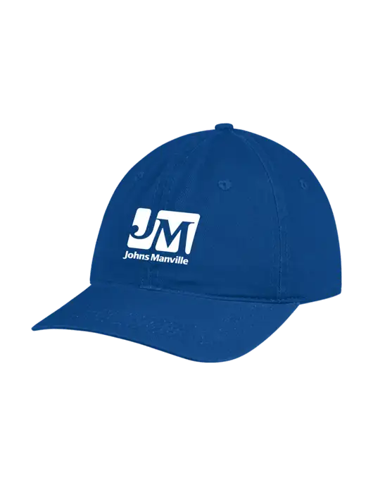 Garment Washed Unstructured Twill Royal Cap w/Johns Manville Logo