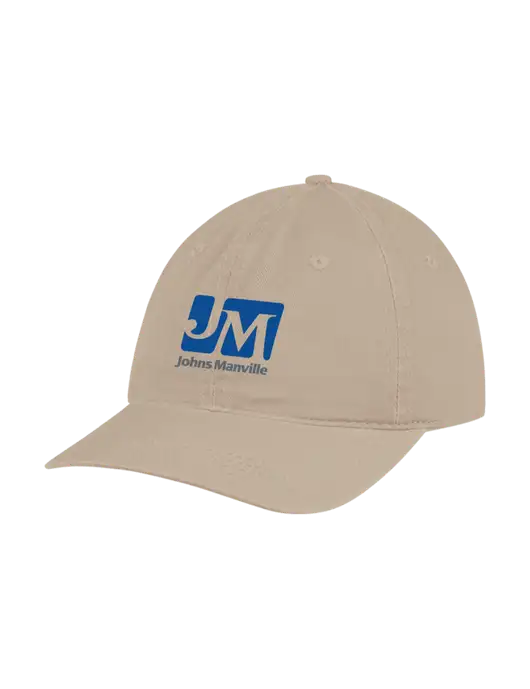 Garment Washed Unstructured Twill Tan Cap w/Johns Manville Logo