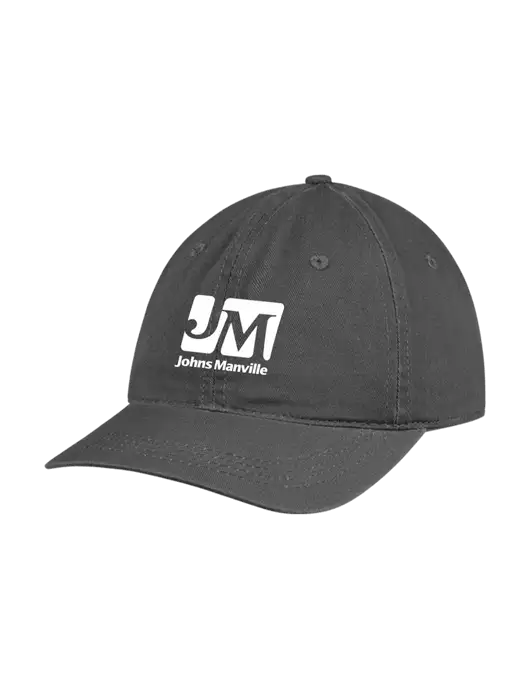 Garment Washed Unstructured Twill Charcoal Cap w/Johns Manville Logo