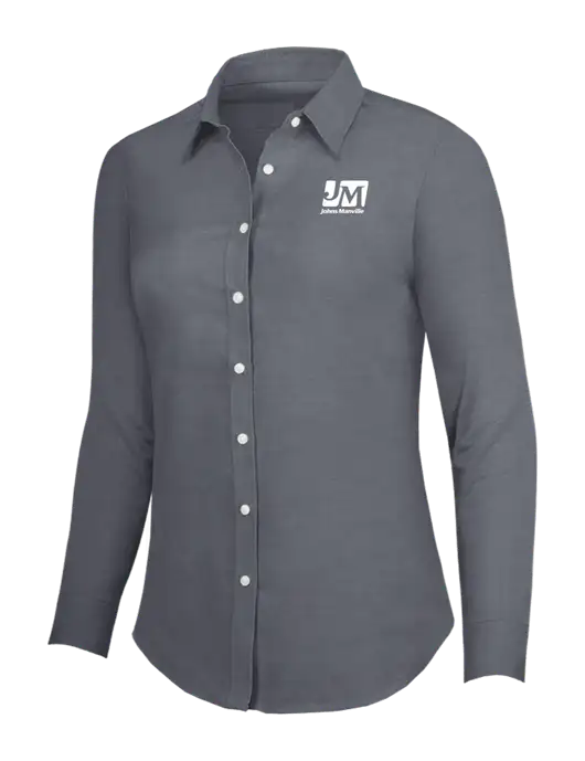 Dark Grey Womens SuperPro Oxford Shirt w/Johns Manville Logo