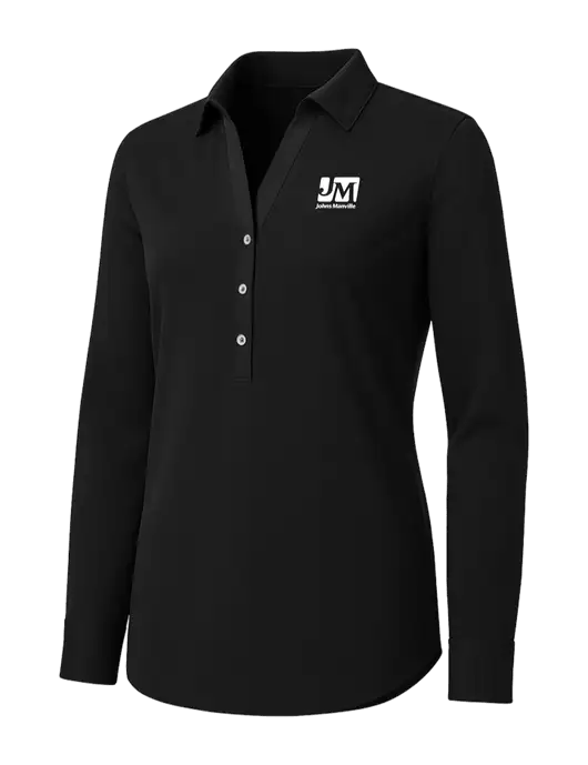 Womens Black City Stretch Shirt w/Johns Manville Logo