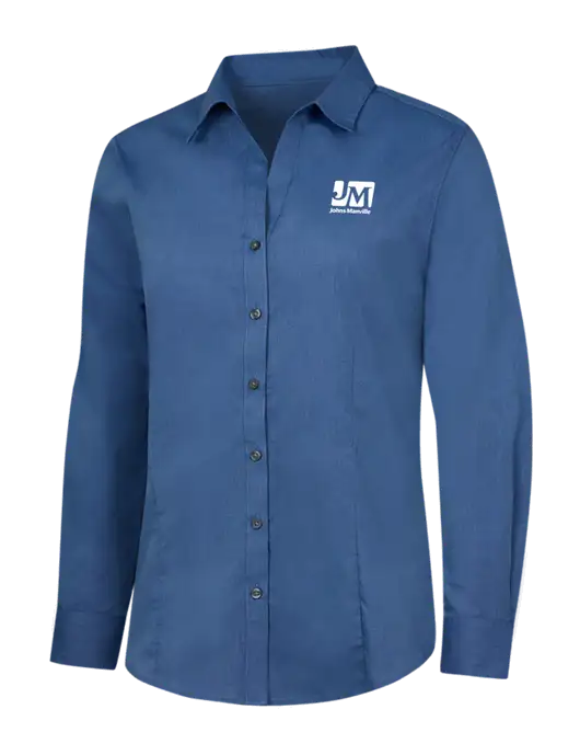 Light Navy Womens Crosshatch Easy Care Shirt w/Johns Manville Logo
