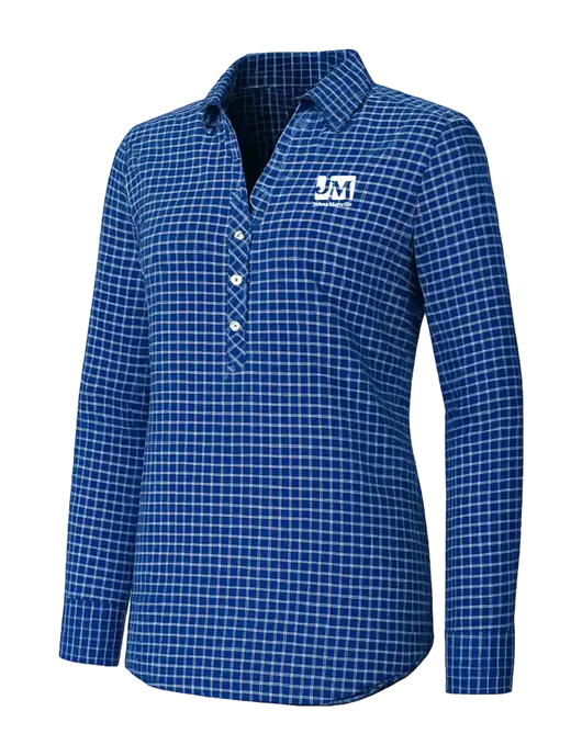 Womens Navy/White City Stretch Shirt w/Johns Manville Logo