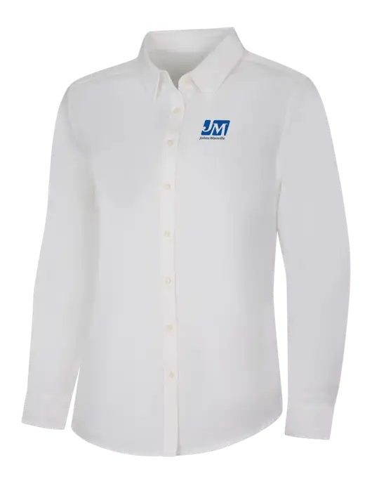Womens White Long Sleeve Superpro React Twill Shirt w/Johns Manville Logo