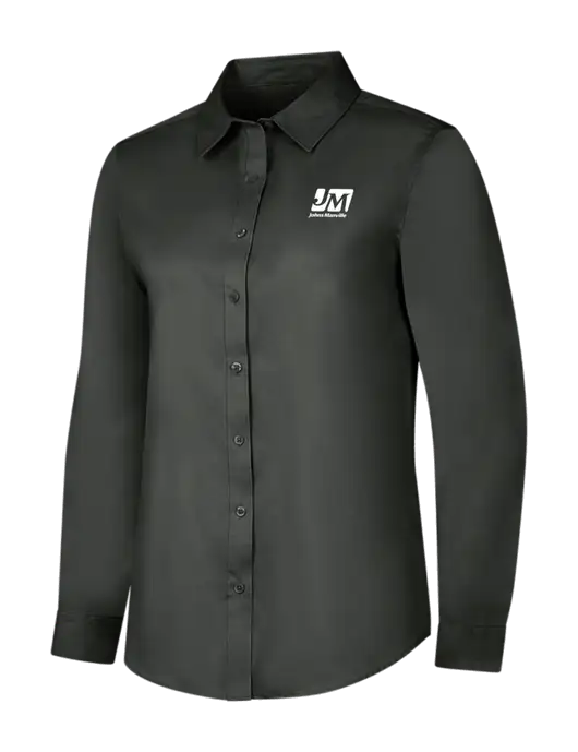 Dark Grey Womens Long Sleeve Superpro React Twill Shirt w/Johns Manville Logo
