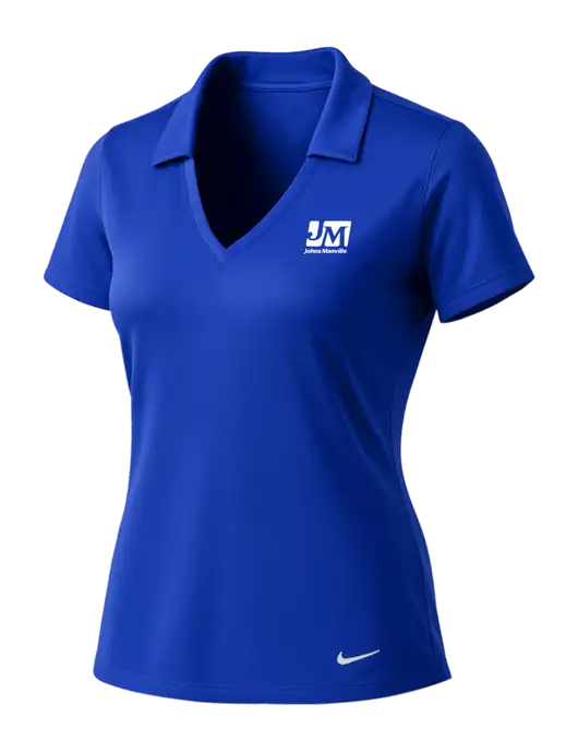 NIKE Dark Royal Womens Dri-Fit Vertical Mesh Polo w/Johns Manville Logo