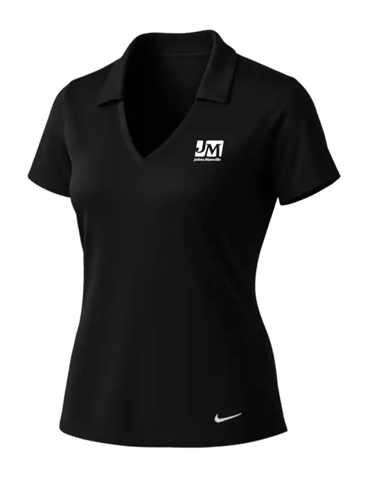 NIKE Black Womens Dri-Fit Vertical Mesh Polo w/Johns Manville Logo
