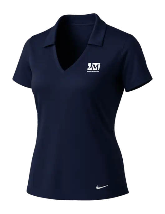 NIKE Dark Navy Womens Dri-Fit Vertical Mesh Polo w/Johns Manville Logo