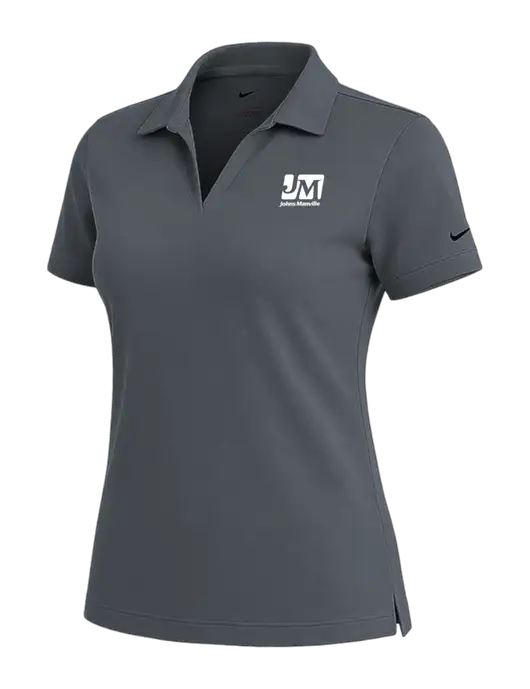 NIKE Dark Grey Womens Dri-Fit Micro Pique Polo w/Johns Manville Logo