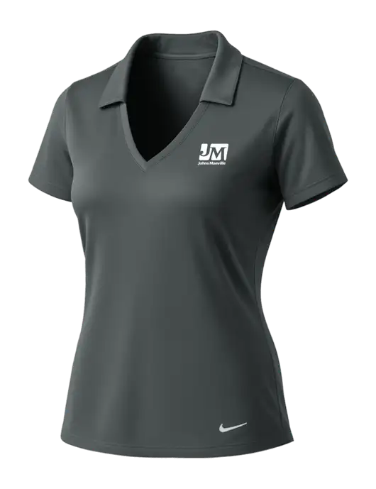 NIKE Dark Grey Womens Dri-Fit Vertical Mesh Polo w/Johns Manville Logo
