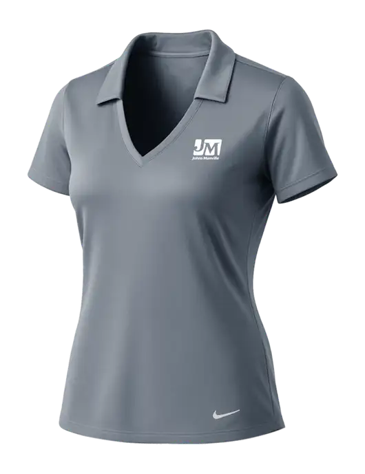 NIKE Medium Grey Womens Dri-Fit Vertical Mesh Polo w/Johns Manville Logo