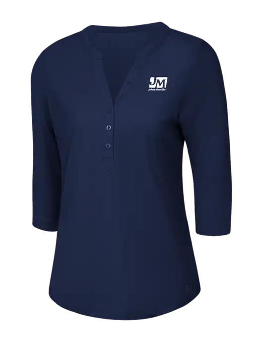 OGIO Navy Jewel Henley w/Johns Manville Logo