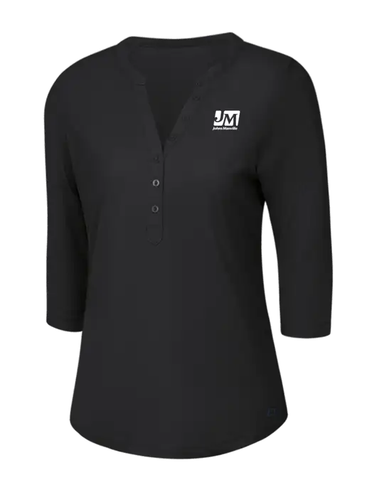 OGIO Blacktop Jewel Henley w/Johns Manville Logo