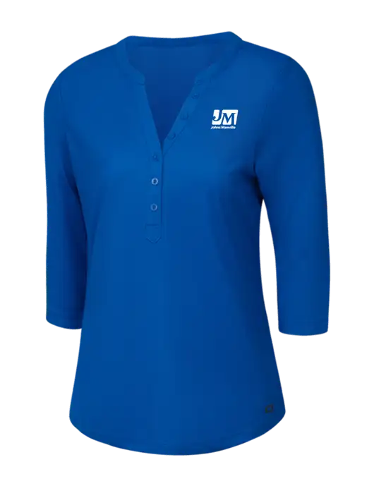 OGIO Royal Blue Jewel Henley w/Johns Manville Logo