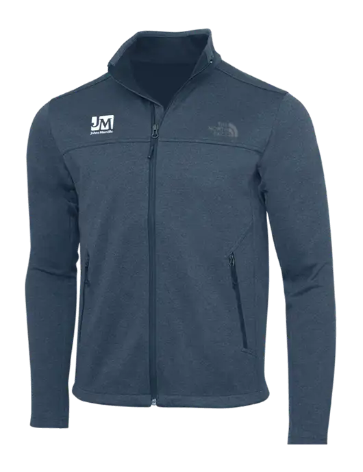 North Face Light Navy Heather Ridgewall Soft Shell Jacket w/Johns Manville Logo