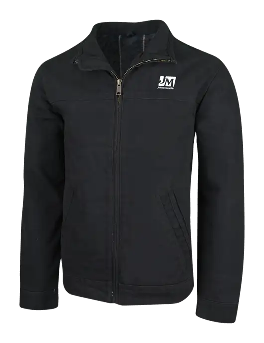 Cornerstone Black Washed Duck Cloth Flannel Lined Work Jacket w/Johns Manville Logo