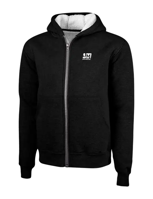 Cornerstone Black Heavyweight Sherpa Lined Hooded Fleece Jacket w/Johns Manville Logo