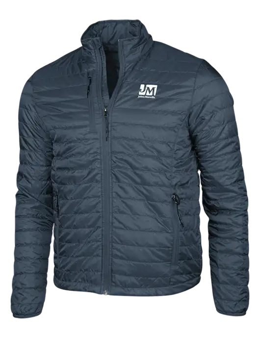 Navy Puffy Packable Jacket w/Johns Manville Logo