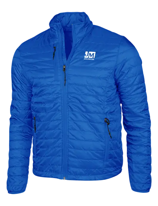Dark Royal Blue Puffy Packable Jacket w/Johns Manville Logo
