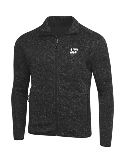 Black Heather Sweater Fleece Jacket w/Johns Manville Logo