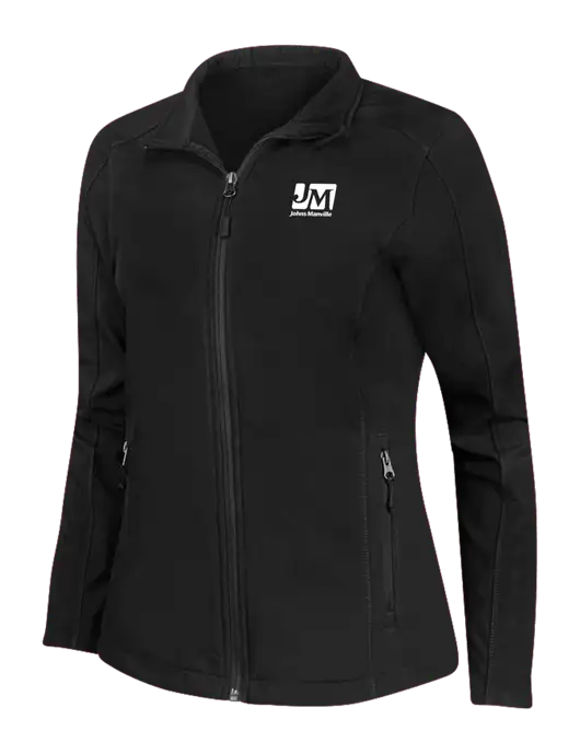 Black Womens Core Soft Shell Jacket w/Johns Manville Logo
