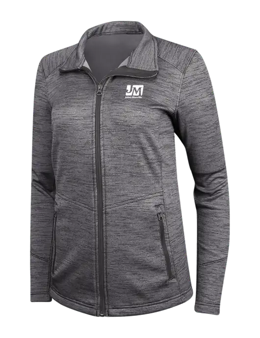 Womens Dark Grey Digi Stripe Fleece Jacket w/Johns Manville Logo