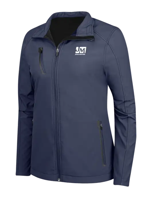 Navy Womens Welded Softshell Jacket w/Johns Manville Logo