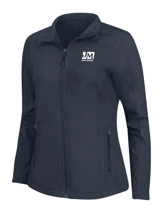 Navy Womens Core Soft Shell Jacket w/Johns Manville Logo