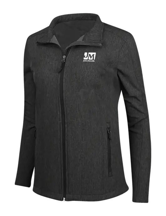 Black Charcoal Heather Womens Core Soft Shell Jacket w/Johns Manville Logo