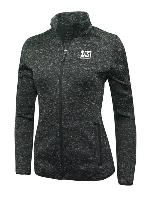 Black Heather Womens Sweater Fleece Jacket w/Johns Manville Logo