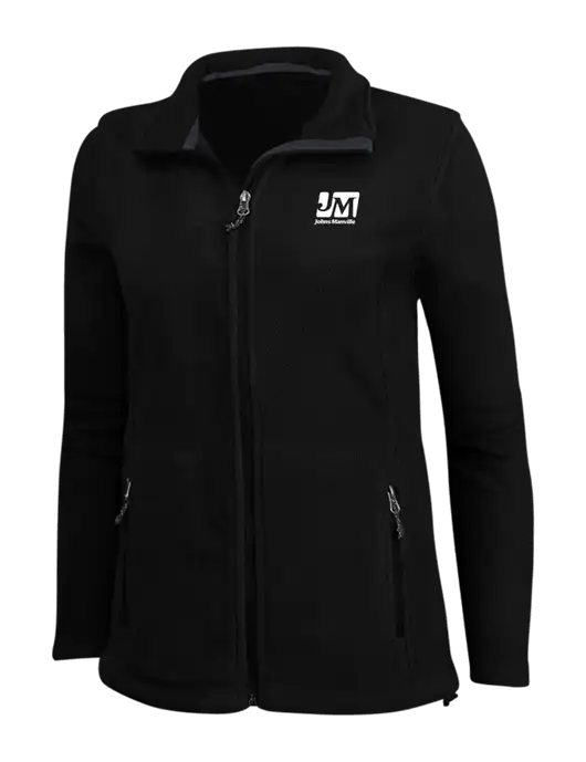 Womens Black Fleece Jacket w/Johns Manville Logo