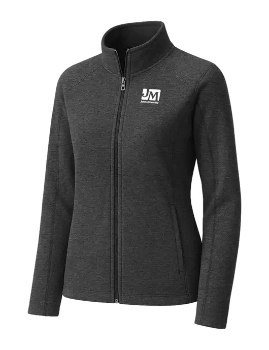 Charcoal Womens Heather Microfleece Full-Zip Jacket w/Johns Manville Logo