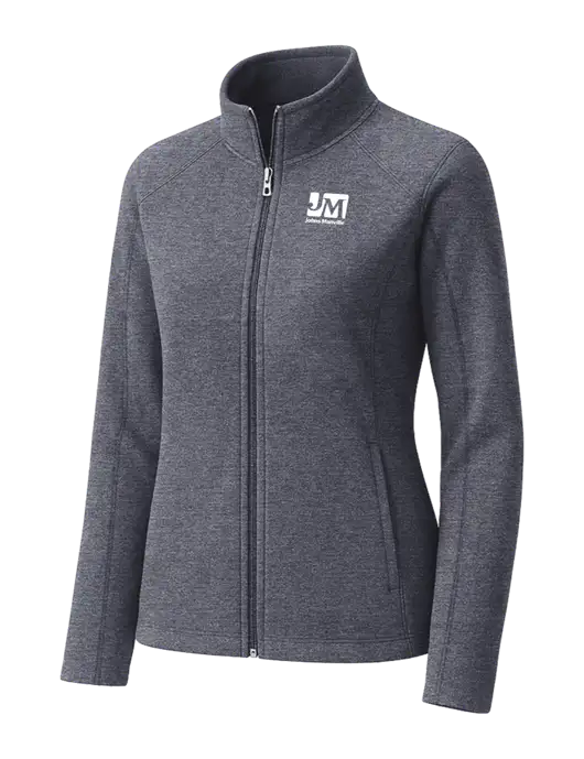 Light Navy Heather Womens Microfleece Full-Zip Jacket w/Johns Manville Logo