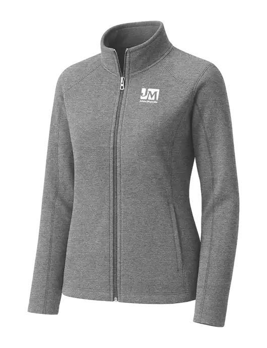 Medium Grey Womens Heather Microfleece Full-Zip Jacket w/Johns Manville Logo
