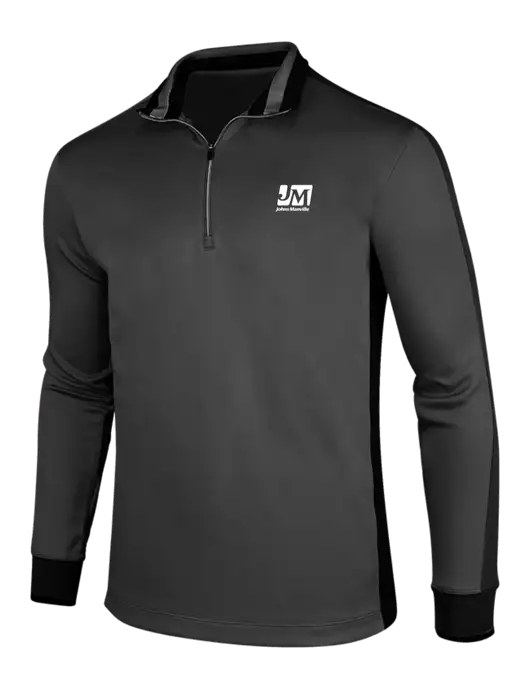 NIKE Anthracite Heather/Black Dry-Fit 1/2 Zip Cover-Up w/Johns Manville Logo