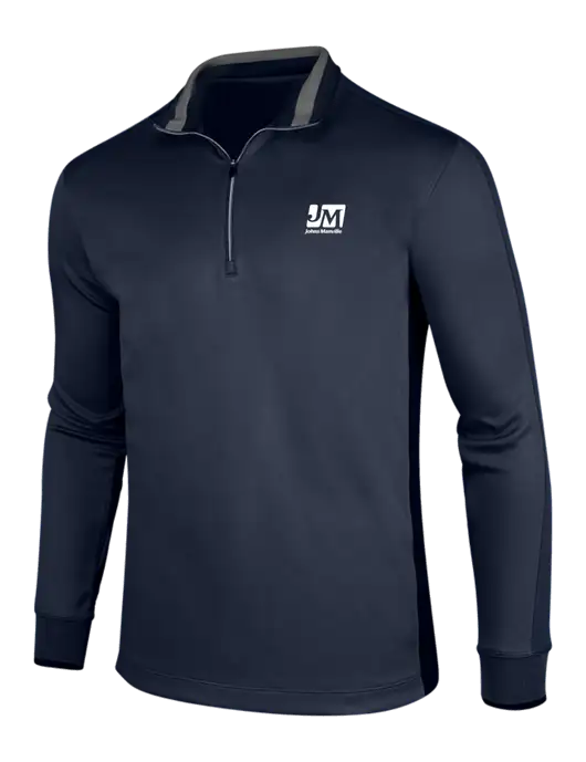 NIKE Midnight Navy Heather/Midnight Navy Dry-Fit 1/2 Zip Cover-Up w/Johns Manville Logo