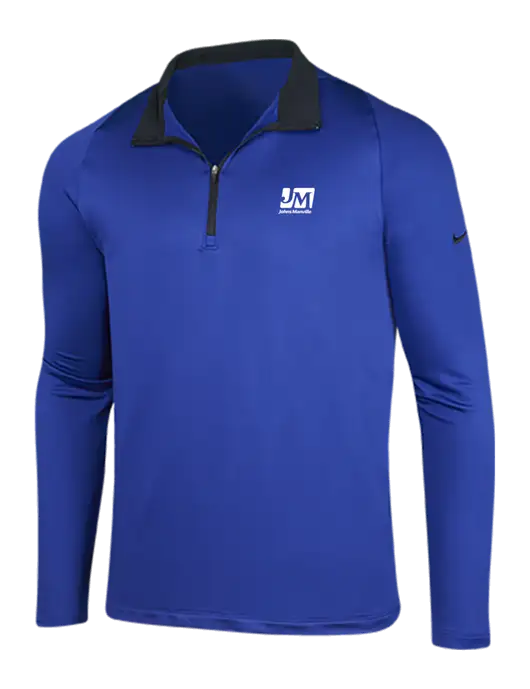NIKE Deep Royal/Black Dry-Fit Stretch 1/2 Zip Cover-Up w/Johns Manville Logo