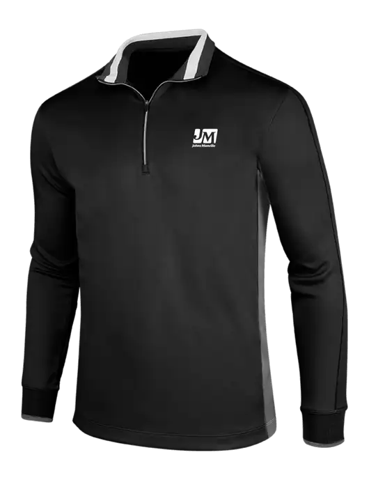 NIKE Black/Dark Grey/White Dry-Fit 1/2 Zip Cover-Up w/Johns Manville Logo