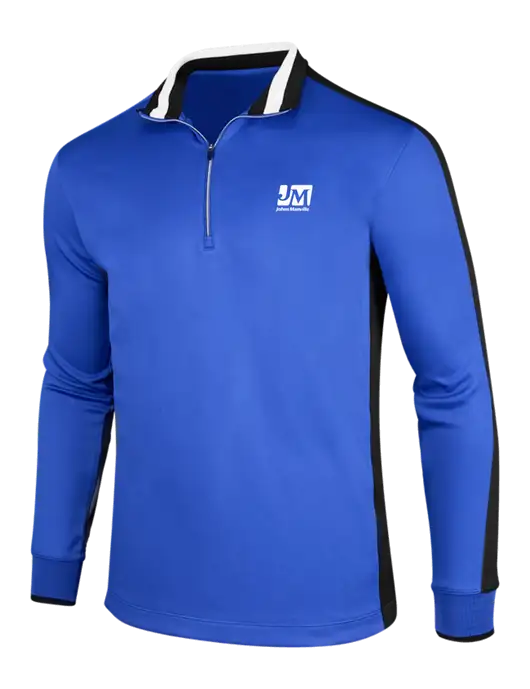 NIKE Game Royal/Black/White Dry-Fit 1/2 Zip Cover-Up w/Johns Manville Logo