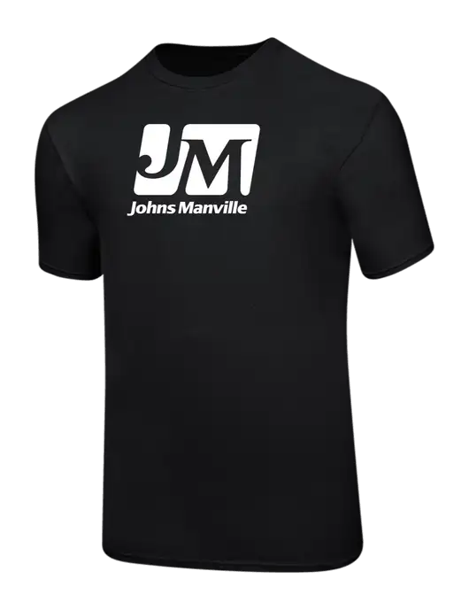 Ring Spun Jet Black 4.5 oz T-Shirt w/Johns Manville Logo