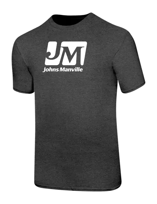 Ring Spun Dark Heather Grey 4.5 oz T-Shirt w/Johns Manville Logo
