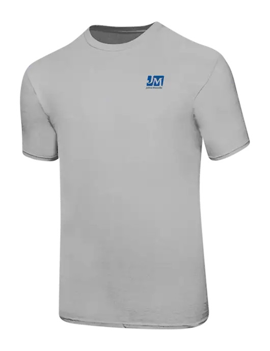 Ring Spun Silver 4.5 oz T-Shirt w/Johns Manville Logo