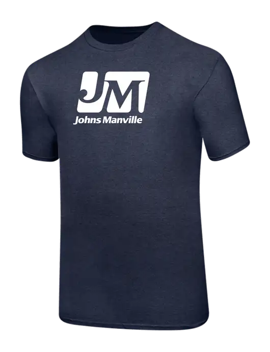 Ring Spun Heather Navy 4.5 oz T-Shirt w/Johns Manville Logo