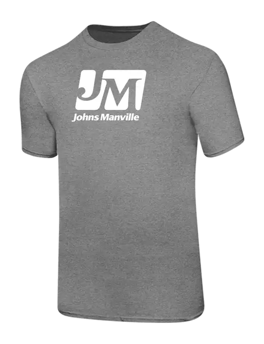Ring Spun Light Heather Grey 4.5 oz T-Shirt w/Johns Manville Logo