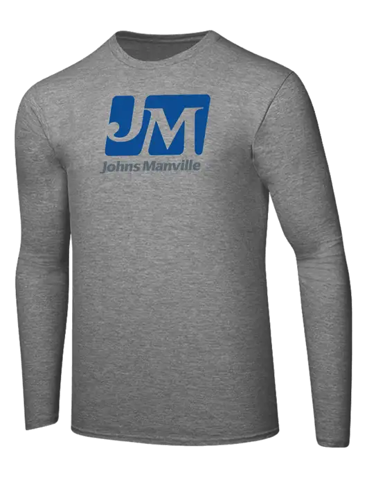 Ring Spun Light Heather Grey 4.5 oz Long Sleeve T-Shirt w/Johns Manville Logo