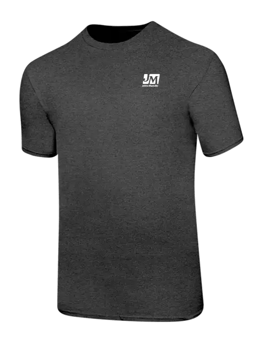 Ring Spun Dark Heather Grey 4.5 oz T-Shirt w/Johns Manville Logo
